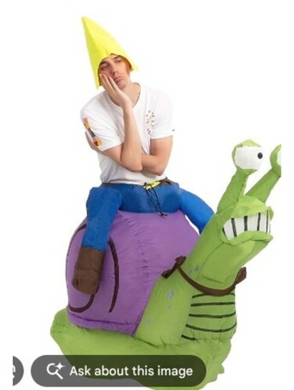 Inflatable Gnome Riding Snail Costume Adult New In Package 59-67"